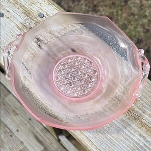 Pink Depression Glass Bowl with Beaded Center
